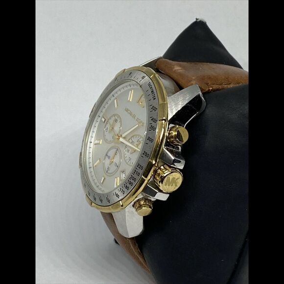 Michael Kors Grayson MK8185 Men's Brown Leather Analog Dial Quartz Watch UC796 - Picture 4 of 12